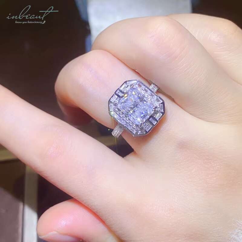 Silver 925 Original 3 Ct Brilliant Radiant Cut Diamond Test Past D Color Moissanite Ring for Women Wedding Gift Fine Jewelry