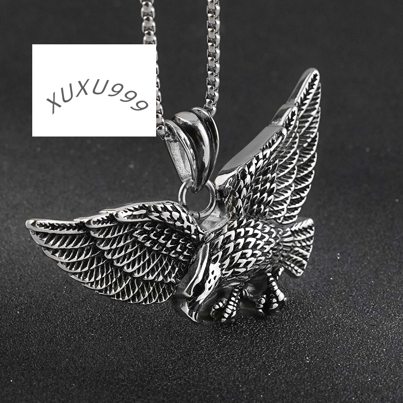 Wholesale Stainless Steel Emboss Eagle Pendant Necklace for Man Punk Good Detail Animal Jewelry Trendy Style