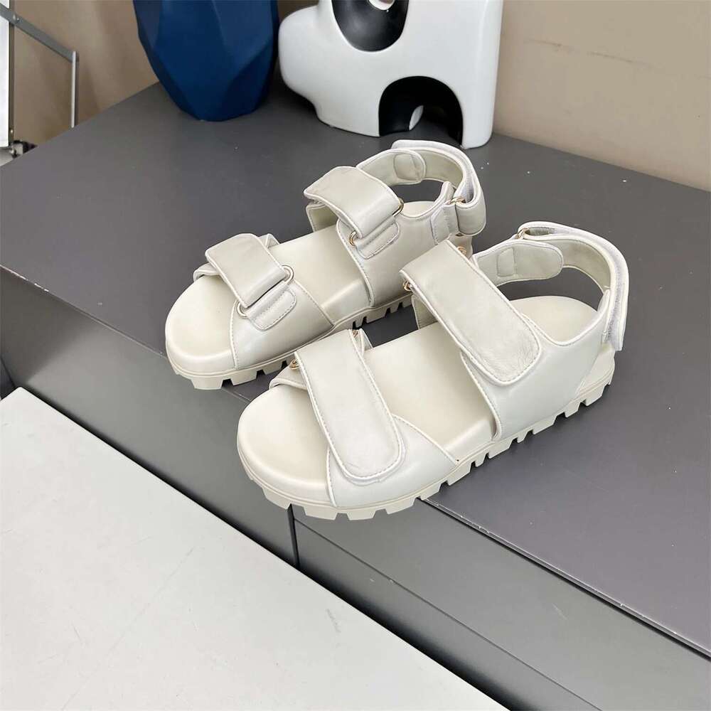 New Women Size35-41 Genuine Leather Sandals Summer Beach Flats Weaving Flat Platform Designer Shoes Zapatillas De Mujer