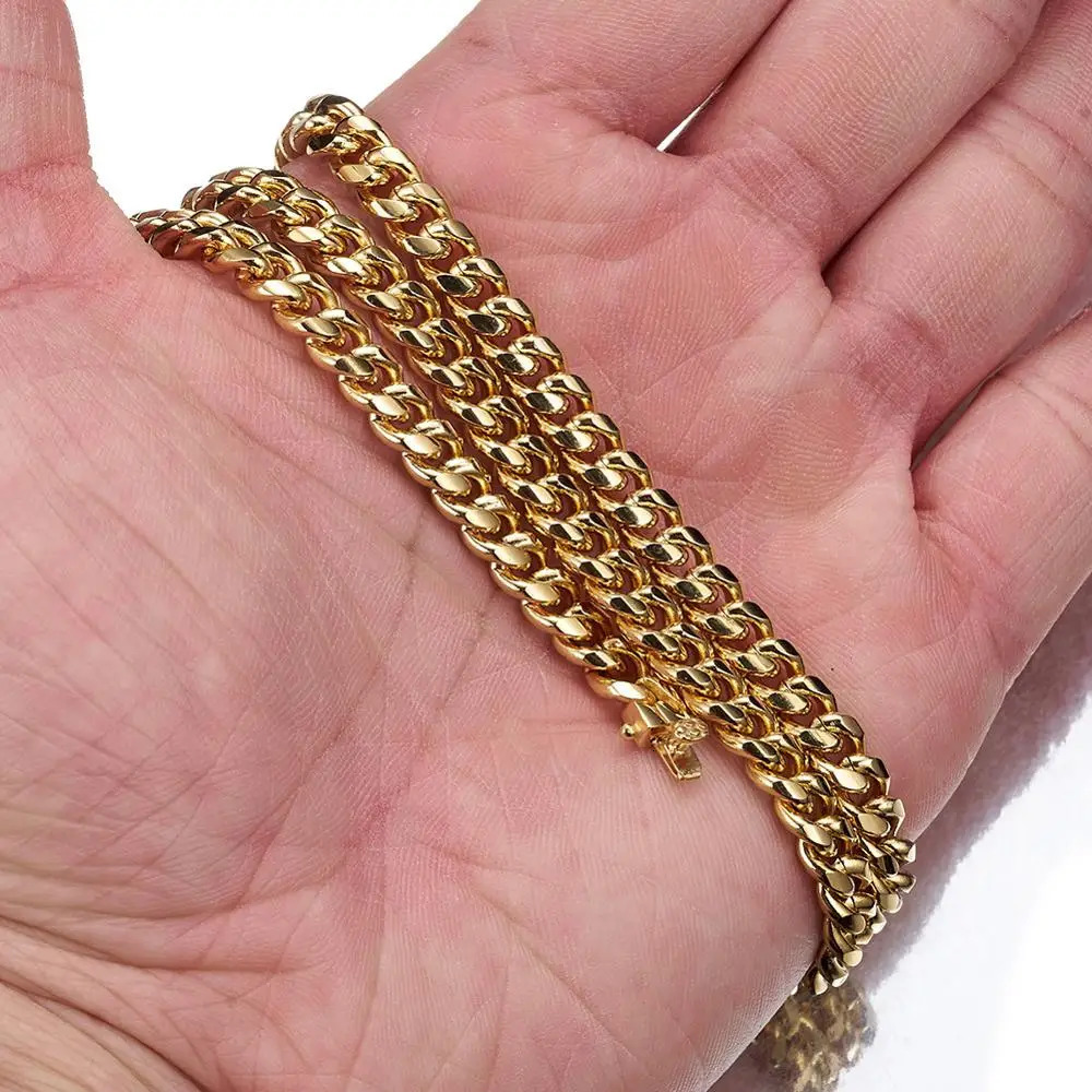 6mm22mm wide 316L Stainless Steel Cuban Miami Chains Necklaces Big Heavy Round Link Chain for Men Hip Hop Rock jewelry 250512
