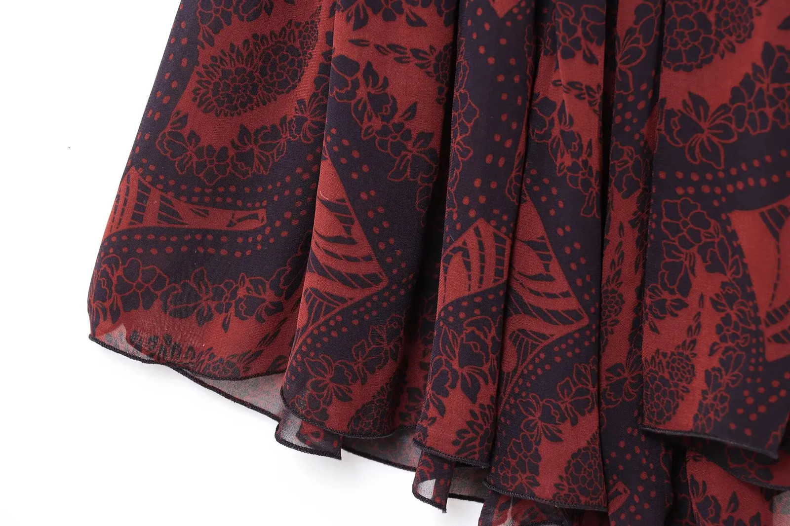 PB ZA Womens Printed Bell Loose Sleep Suitable for Summer Bohemian Fashion Look Top and Long Skirt Set 250430Z