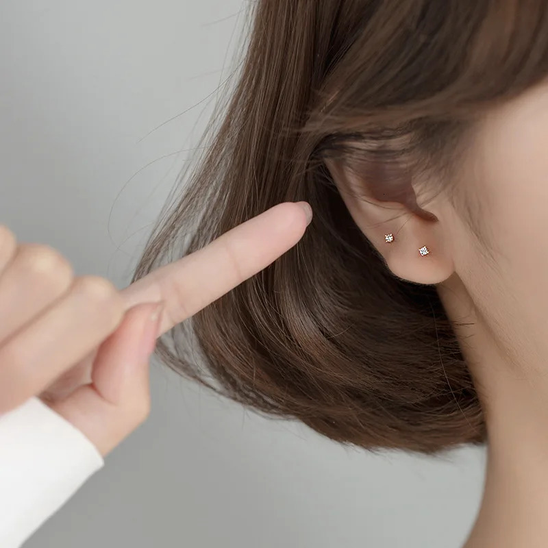 Mini Zircon Studs 925 Sterling Silver Earrings Fine Jewelry Minimalist Small Stud Earrings For Women Silver 925 Korean Girl 250512