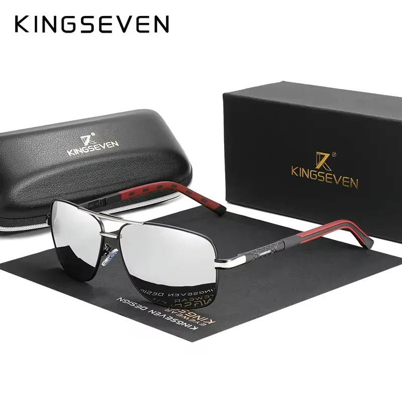 KINGSEVEN Aluminum Sunglasses MenWomens Polarized UV400 Fashion Sunscreen Glasses Classical Driving Rectangle Business Eyewear 250512