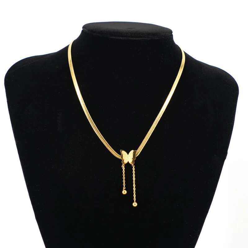 Vintage Butterfly Female Gold, Stainless Steel Snake Shaped Chains, Aesthetically Charming Necklace, Wedding Party, 2025, Jewelry, Gift