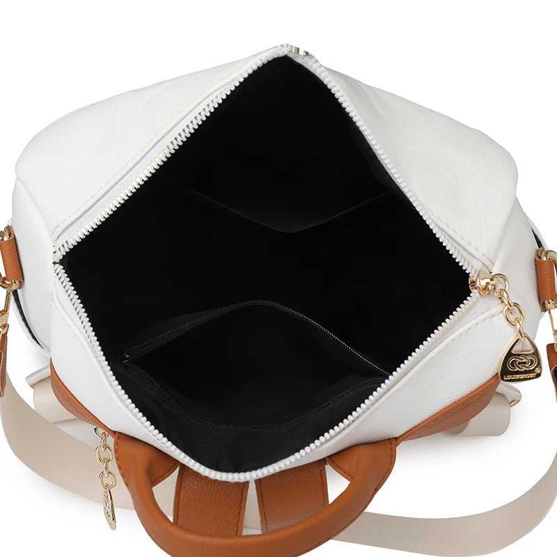 Large capacity backpack for women made of PU soft leather with letter embossing a light and casual backpack for female college Z250512