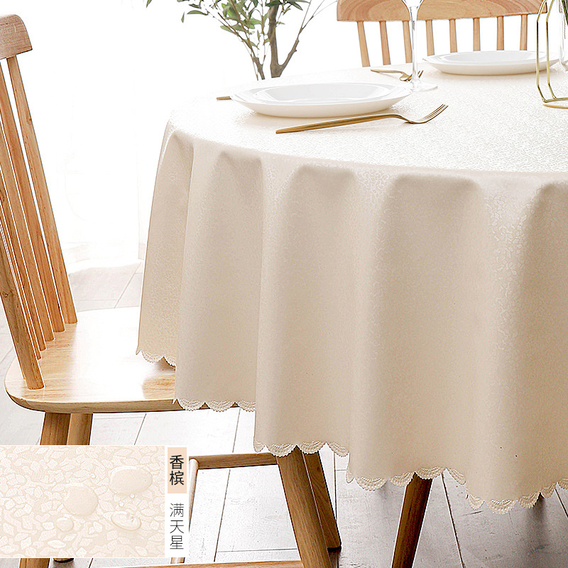 A895 tablecloth waterproof and oil-proof washable round tablecloth light luxury high-end hotel banquet large round table tablecloth coffee table table