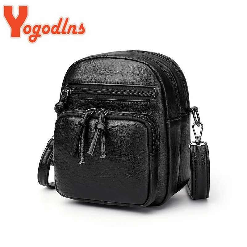 Yogodlns Vintage Crossbody Bag Women Soft PU Leather Shoulder Bag Multifunction Messenger Bag Small Square Bag Big Capacity Bag Z250512