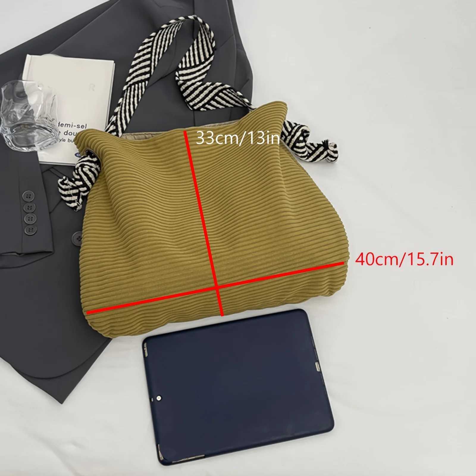 Womens Fashion Corduroy Tote Bag Casual Handbag Shoulder Bag Large Capacity Daily Commute Shopping Bags Purse Phone PouchW250512
