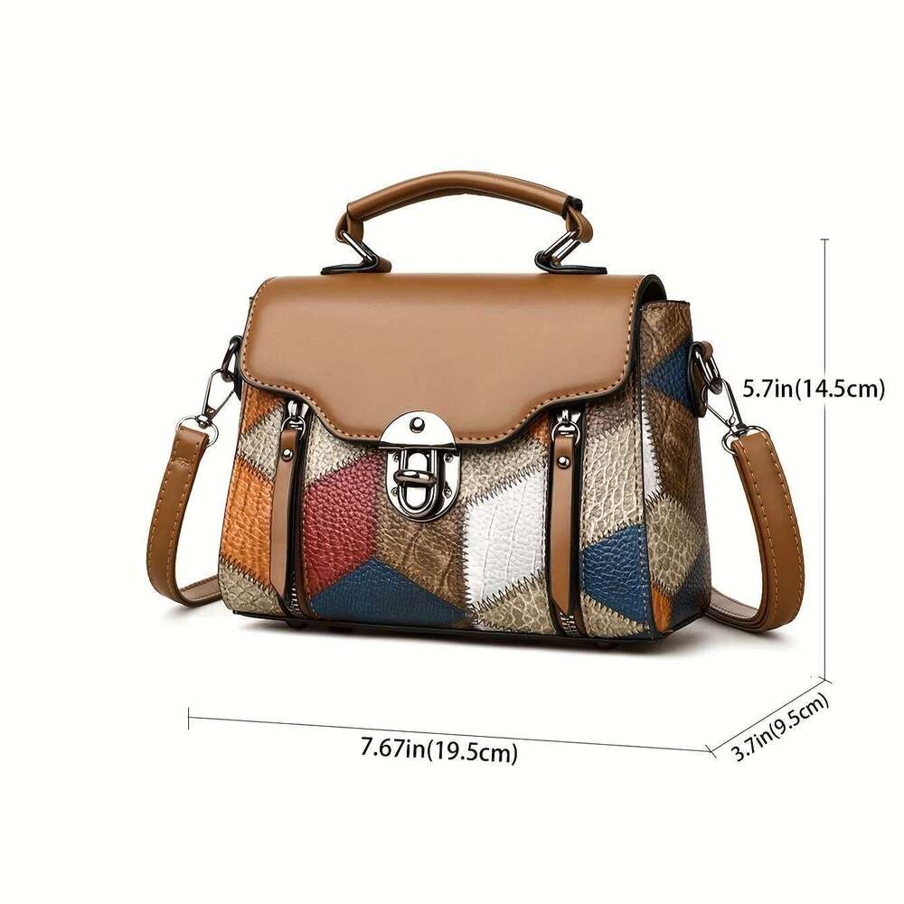 Retro Dia Pattern Handbag For Women Anti-Theft Everyday Crossbody Shoulder Bag, Secure Travel Purse, Vintage Flair Handbags