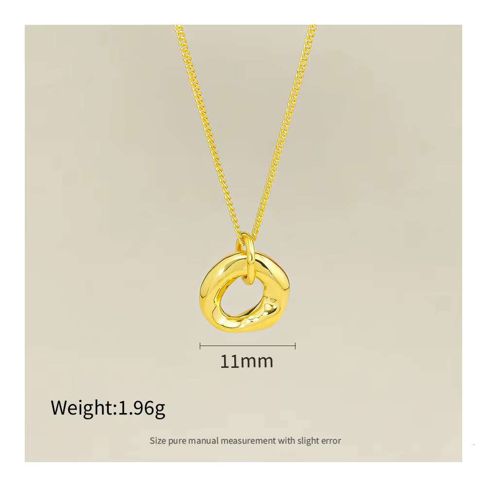 Women's S pure sier gold-plated necklace with light irregular circular pendant and fine chain accessories