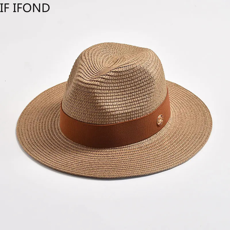 Summer Straw Hats for Women Men Panama Travel Beach Sun Hat Ribbon Decoration Elegant y Jazz 250512