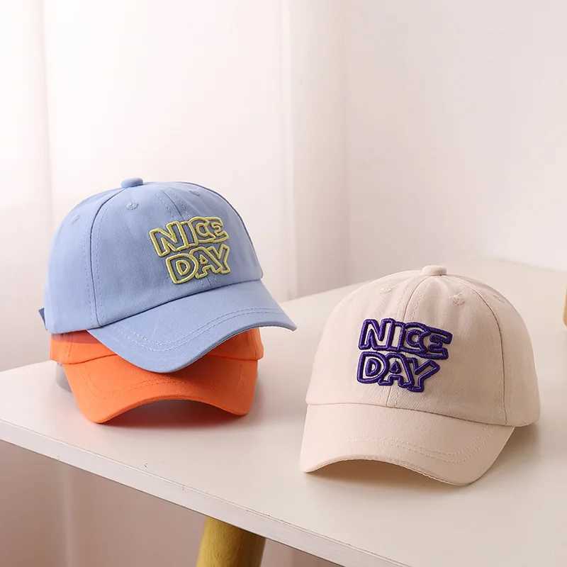 Fashion Letter Children Baseball Hat Solid Color Baby Peaked Cap Cotton Casual Kids Duck Tongue Cap 3-6Year Boy Girl Sun Visors R250512