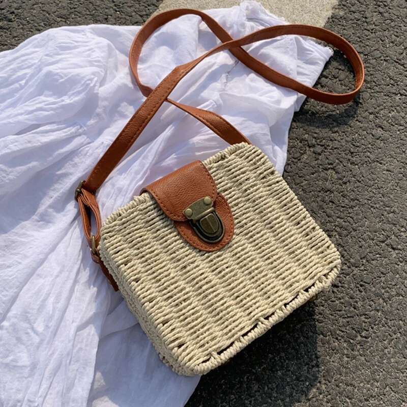 Summer Rattan Straw For Women Woven Handmade Shoulder Small Round Vacation Seasid Beach Bag Shopping Purse bolsa