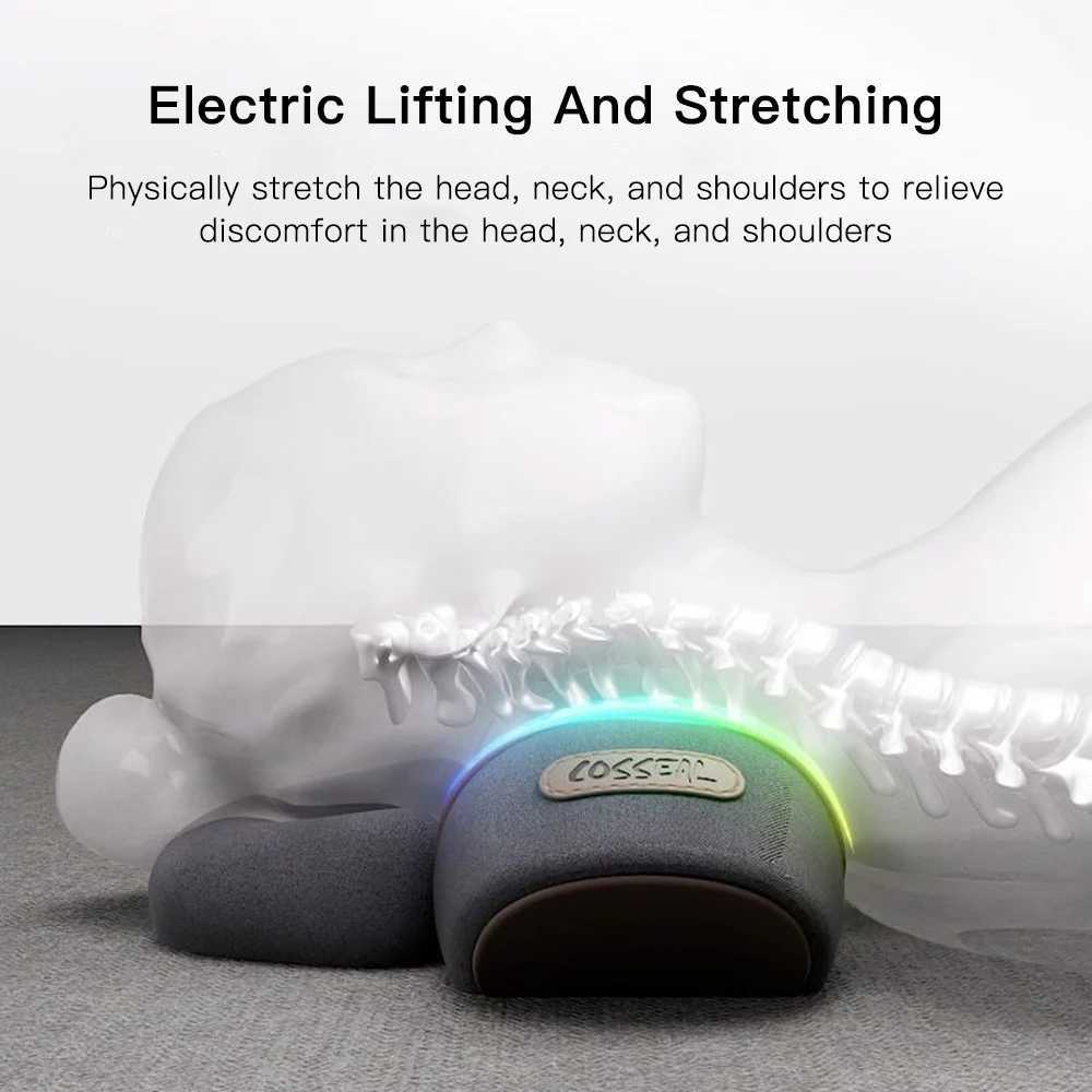 Neck Massage Pillow Heating Vibration Neck Retractor Massager Back Cervical Traction Relax Sleeping Memory Foam Spine SupportW250512