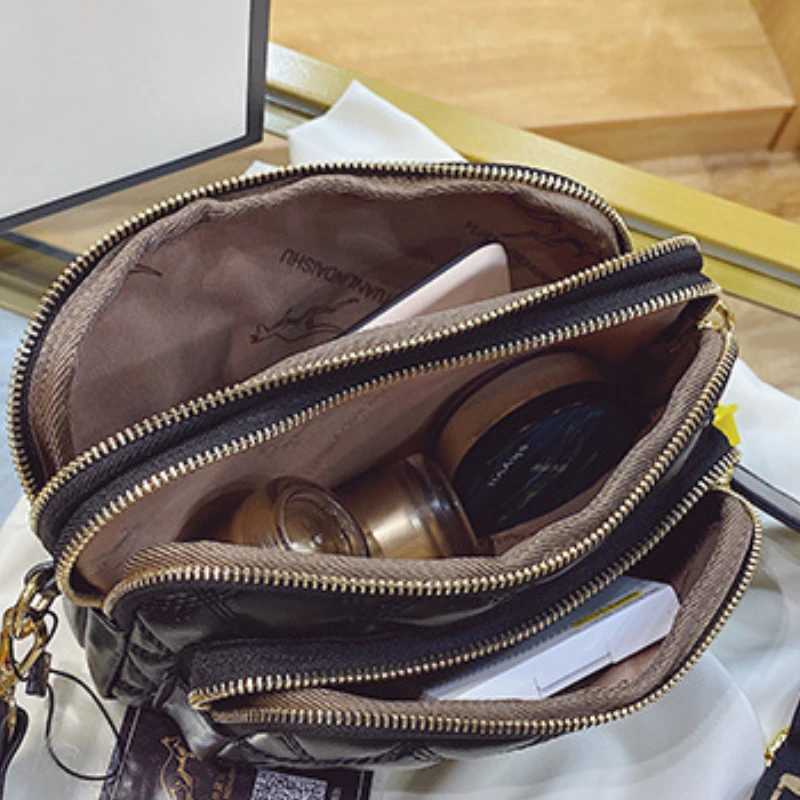 Argyle Pattern Simple Shoulder Bag Multiple Pockets Crossbody Bags Zipper Closure Women Leather Bag Designer Bag PursesW250512