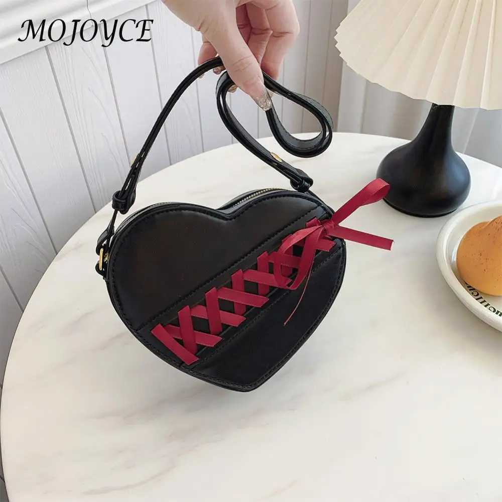 Fashion Heart Shaped Crossbody Bag Small PU Leather Shoulder Bag Casual Solid Color Bags for Women Girls Zipper Crossbody BagsW250512