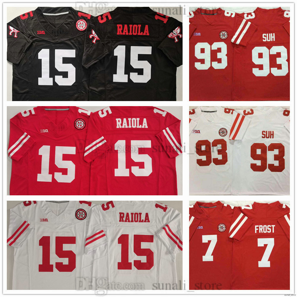 15 Raiola Jersey Football Nebraska Cornhuskers Huskers 93 Ndamukong Suh 7 Scott Frost Men College All Stitched