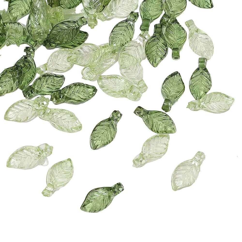 100Pcs Acrylic Mini Small Tree Leaf Hand Beaded DIY Handmade Necklace Earrings Loose Separated Bead Jewelry Accessory Mater