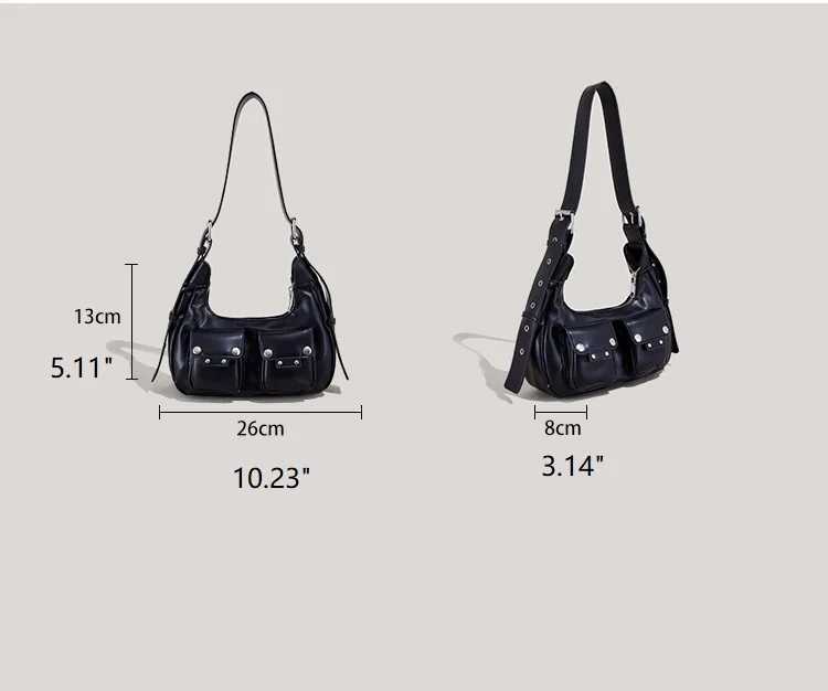 NIGEDU Fashion Shoulder Armpit Bag for Women Tend Female Simple Small Pocket Design pu Leather Underarm Handbags and PursesW250512