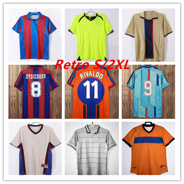 1996/2021RIVALDO Retro Mens Soccer Jerseys STOICHKOV GUARDIOLA Home Red Blue Away Vintage Football shirts Short Sleeve Adult Jerseys