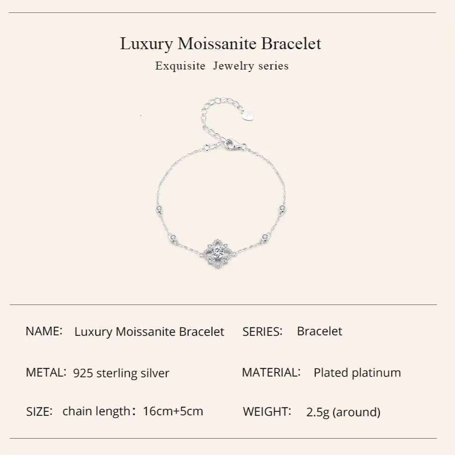 0.50 Ct Moissanite Bracelet Platinum Plated Silver Elegant Bangle