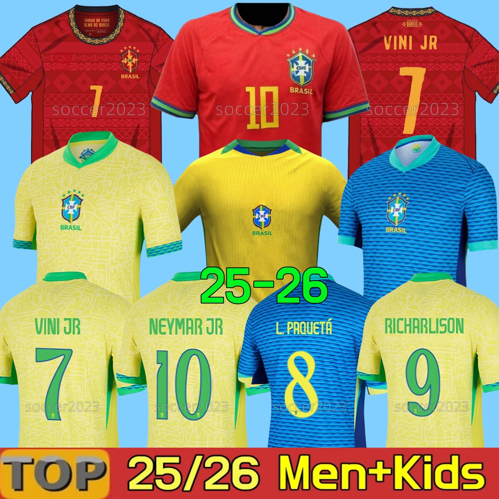 2025 2026 BRAZILS soccer jerseys Camiseta de futbol PAQUETA RAPHINHA 25 football shirt maillots MARQUINHOS VINI JR 2024 brasil RICHARLISON men kids WOMAN NEYMAR JR