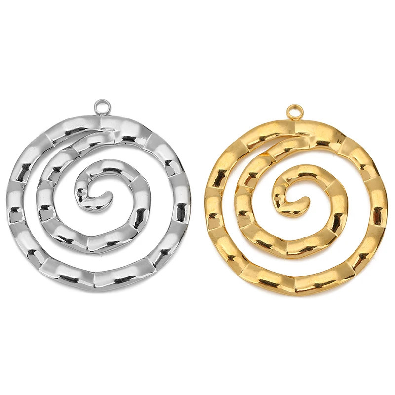 4pcs Stainless Steel Waterproof Large Spiral Circle Pendants Mosquito Coil Charms for DIY Earrings Necklace Jewelry Accessories 250512