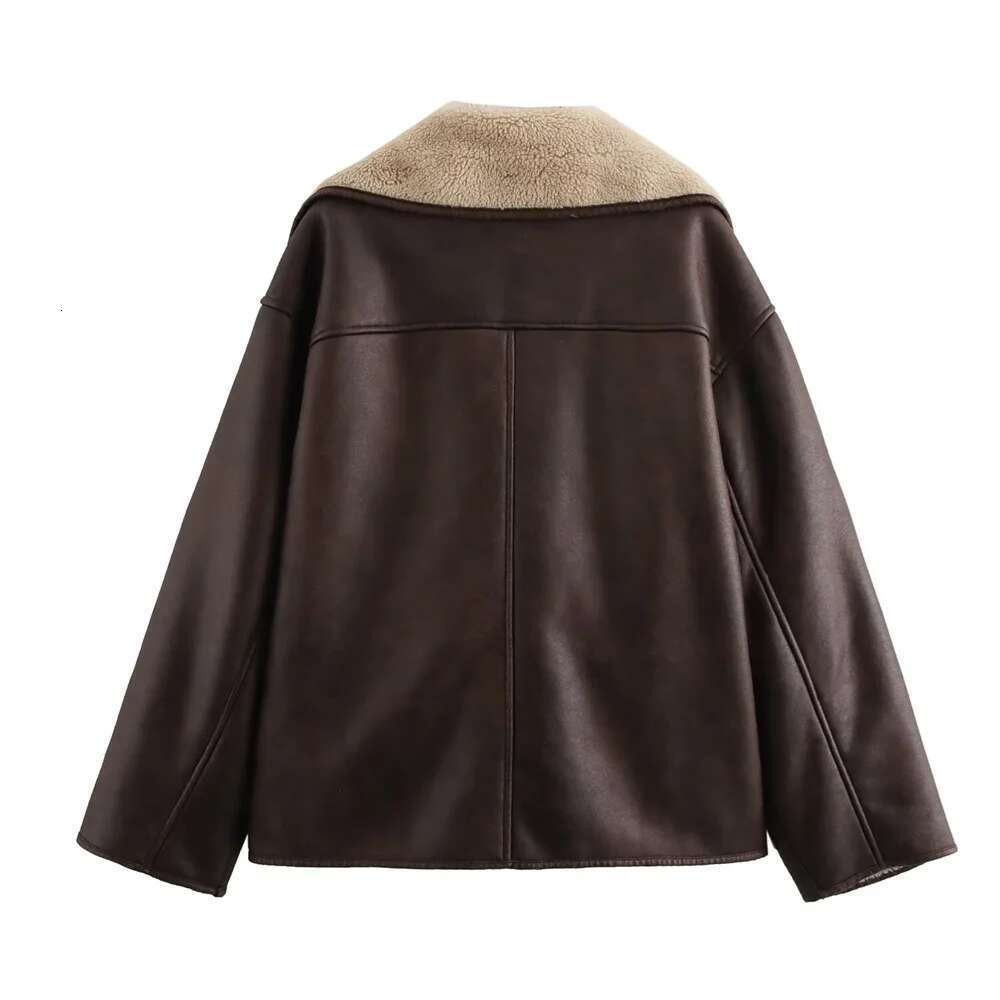 UNIZERA 2024 Autumn/Winter New Product Fashion Casual Women's Wear Double Sided Collar Long Sleeved Jacket Coat-250512