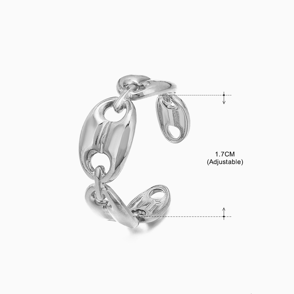 Fashionable stainless steel star moon ring, personalized hip-hop trend, adjustable opening, genuine gold electroplated ring