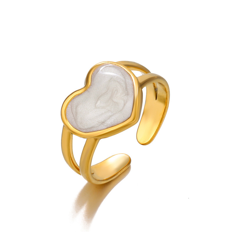 Fashionable and trendy stainless drip oil opening ring, personalized hip-hop genuine gold electroplated titanium steel ring for women