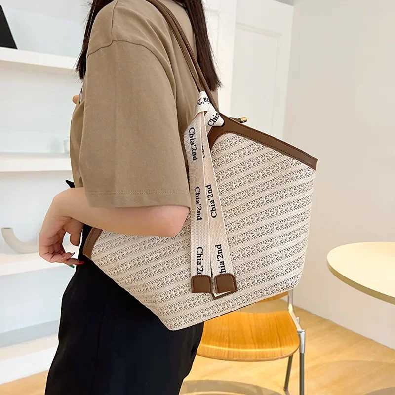 Straw Beach Bag Vintage Handmade Woven Shoulder Bag Raffia circle Rattan bags Bohemian Summer Vacation Casual Bags Z250512