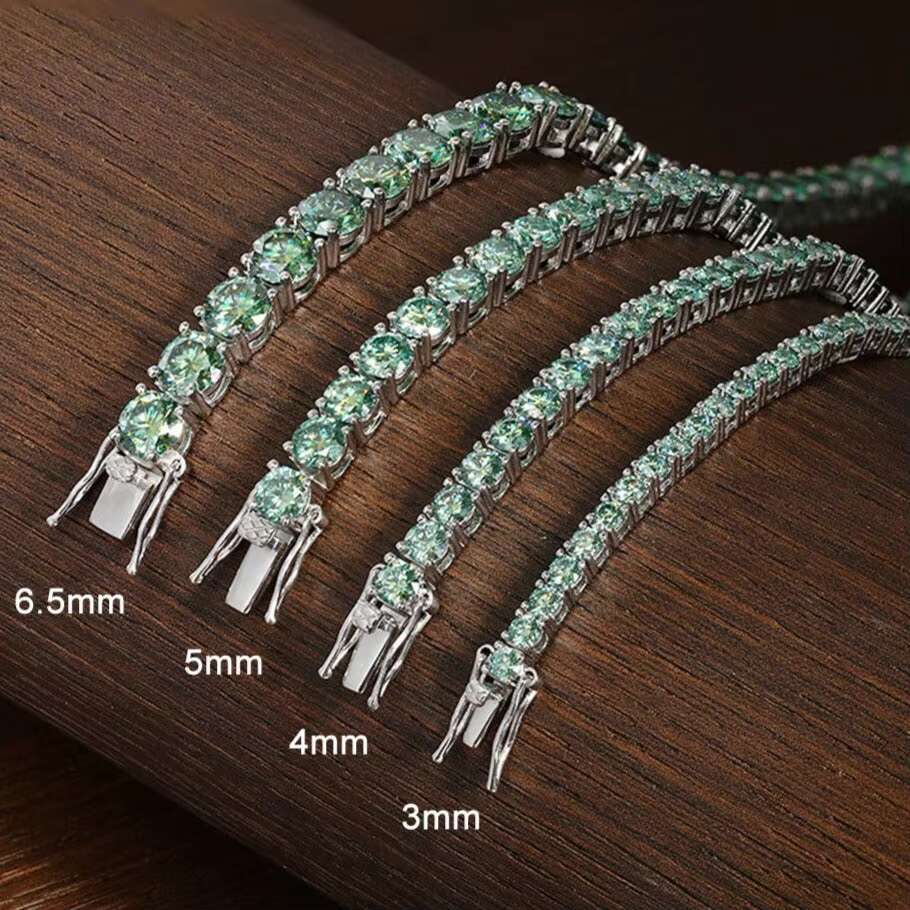 Colored Moissanite Diamond Tennis Bracelets in 3mm 4mm 5mm 6.5mm Sizes