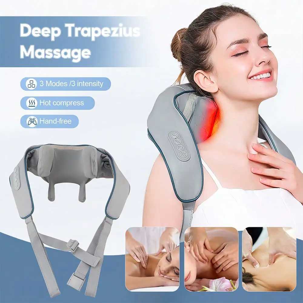 Electric Back Shoulder And Neck Massager Deep Kneading Massage Pillow For Neck Back Shoulder Christmas GiftsW250512