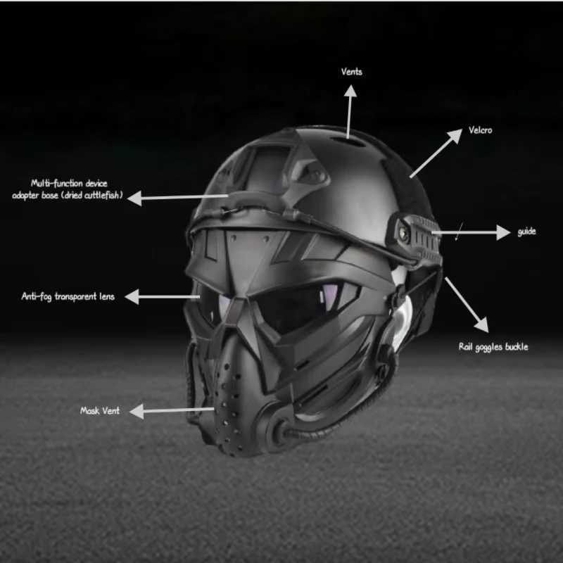 Airsoft Mask Full Face Protect Funny Mask With ABS Helmet Tactical Mask Alien Cos Cycling Mask SetW250512
