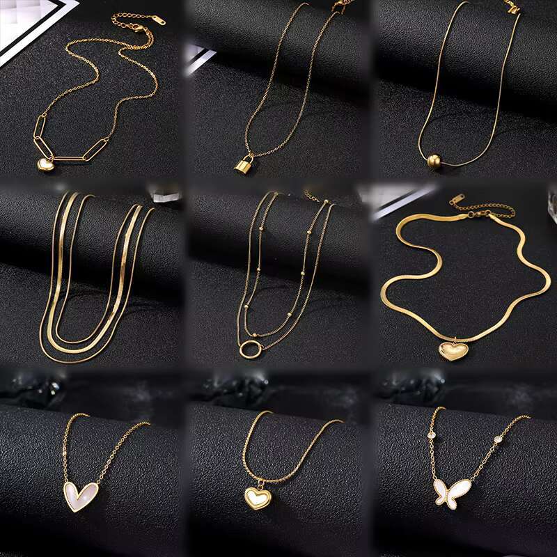Stainless steel necklace for women, exquisite and simple fashion pendant necklace, gold-plated chain jewelry
