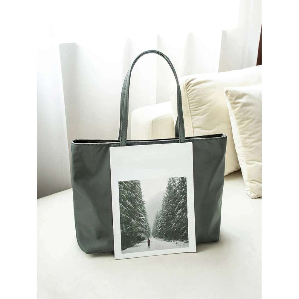 Large Capacity Nylon Tote Lightweight Laptop Shoulder Bag, Women's Casual Handbag & Satchel Purse For Work Office