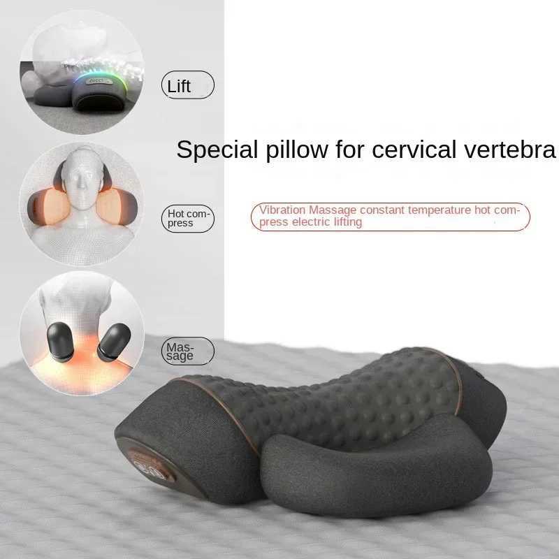 Electric Neck Massage Pillow Cervical Orthopedic Pillow Back Neck Massager Vibration Hot Compress Massage Relieve fatigue PillowW250512
