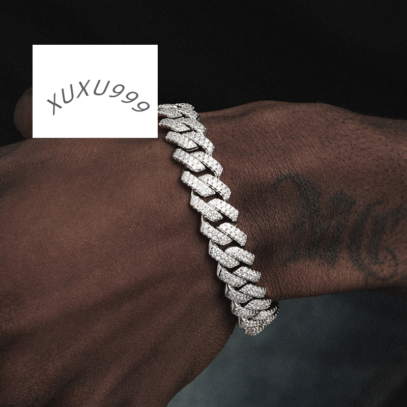 Hot Selling Hip Hop Jewelry 925 Silver Cuban Bracelet GRA VVS Third Party Certified Iced Out Moissanite Bracelet