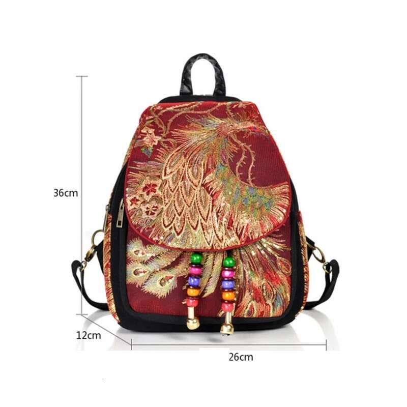 Female Travel Shoulder Rucksack Retro Design Canvas Women Large Capacity Ethnic Backpack Handmade Embroidered Knapsack