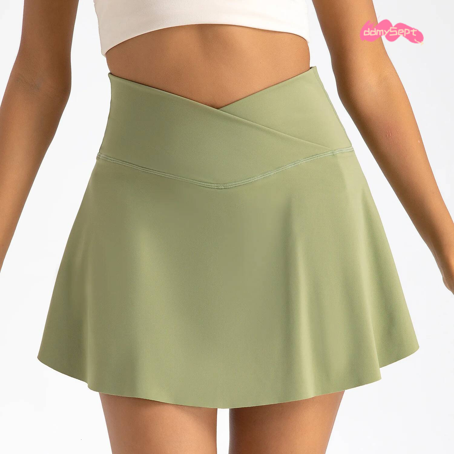 Women Pleated Tennis Skirt with Pockets Shorts Athletic Crossover High Waisted Gym Golf Skorts Workout Sports Skirts ddmysept
