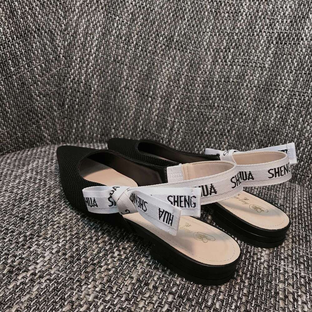 Bow-knot Pointed Toe Sandals Solid Female Pumps Slingback Spring Kitten Heels Women Shoes Outdooor Zapatos Mujer