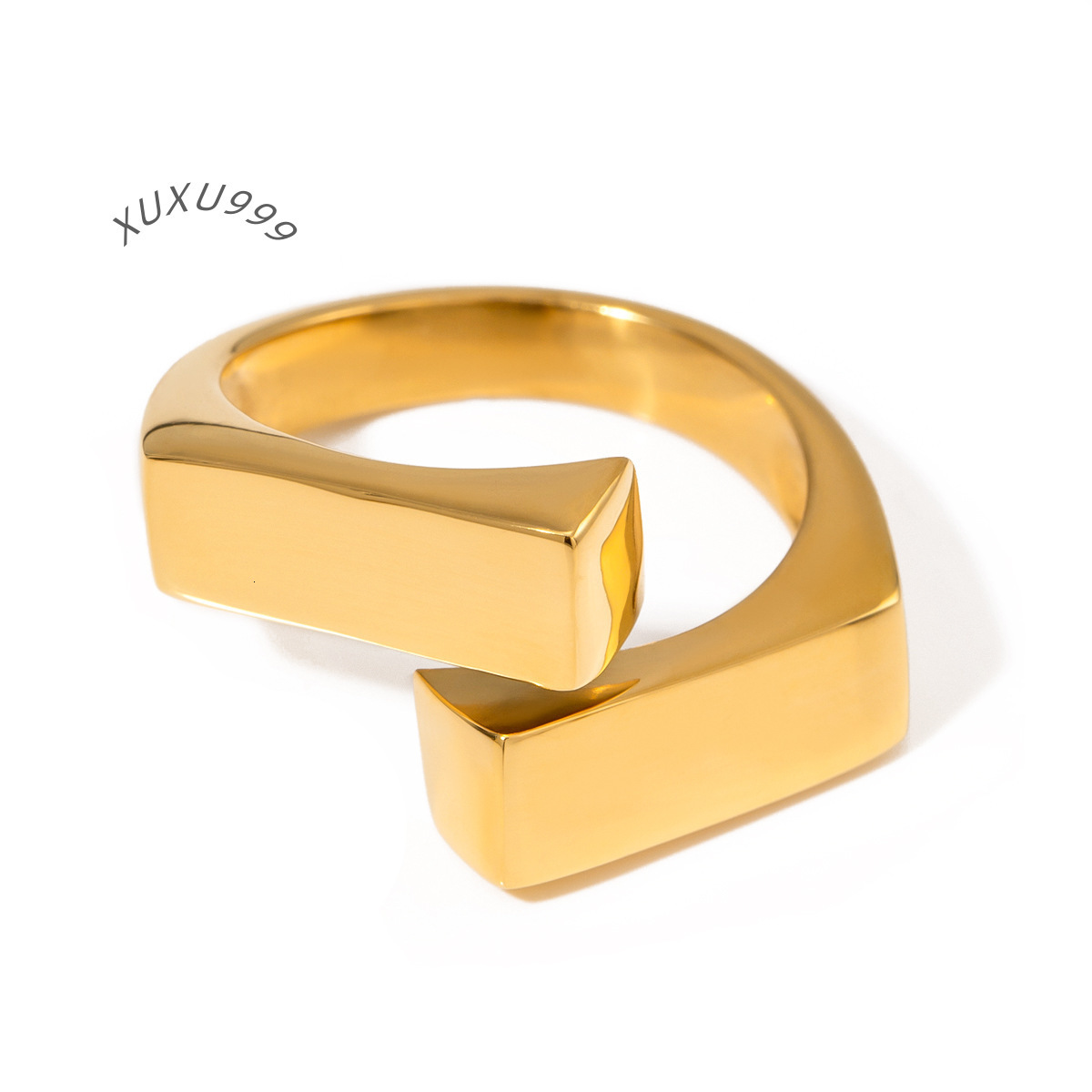 Minimalist Jewelry Stainless Steel Rectangle Ring Fine Jewelry Rings 18K Gold Plated Statement Square Open Rings for Women