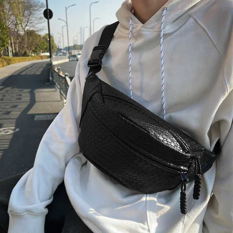 Man Waist Bag Large Capacity Leather Fanny Pack Unisex Woven pattern Chest Bag Fashion Shoulder Crossbody Bags Quality Belt Bags Z250512