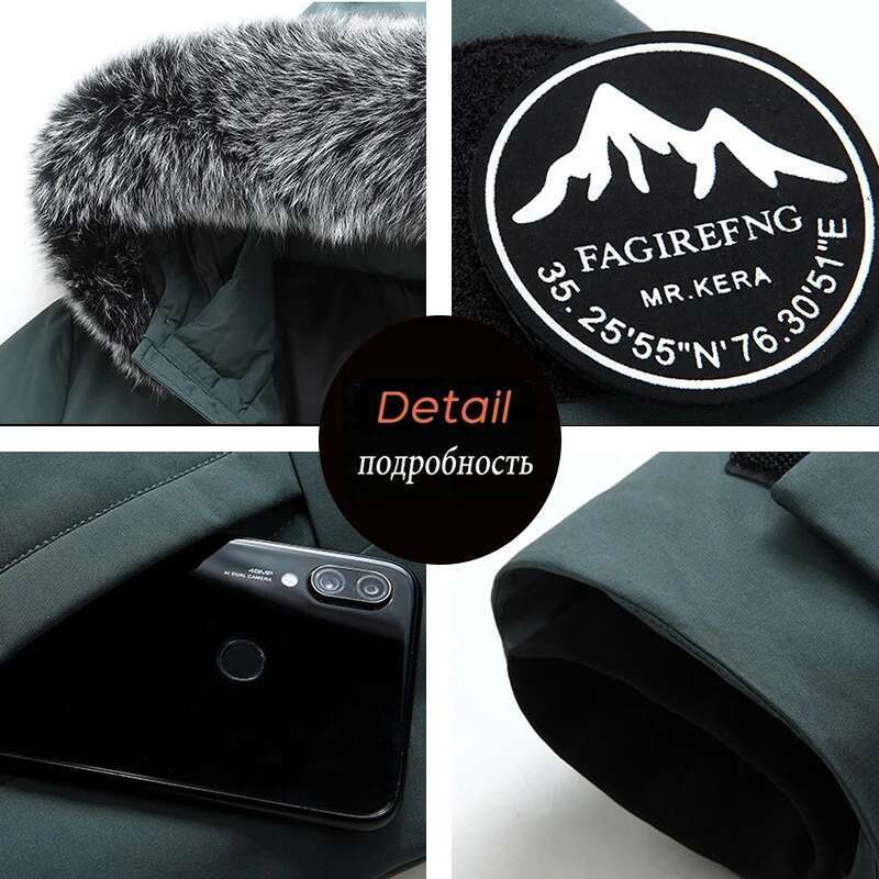 Autumn Winter Men Windproof Coats Mens Warm White Duck Down Hooded Jacket Parkas Multi Pockets Overcoat Male LZLLTT Designer