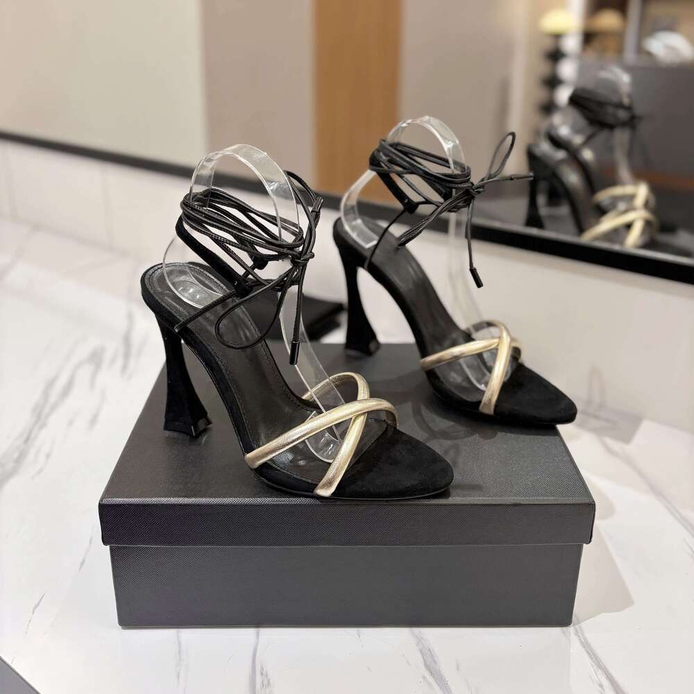 New Women Size35-42 Genuine Leather Sandals Super High Heels Pumps Crystal Ankle Strap Designer Shoes Zapatillas De Mujer