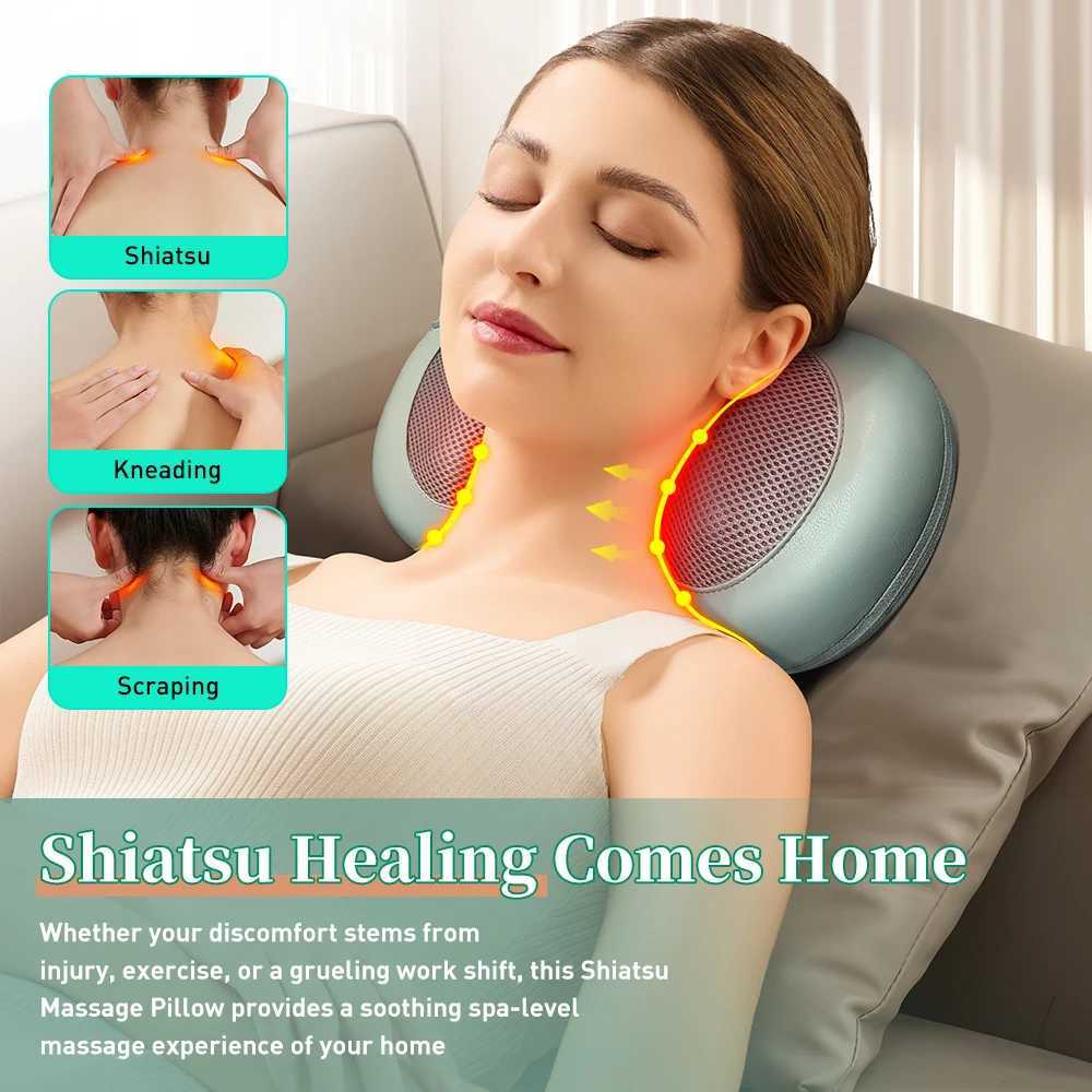 Neck Massager Back Massager with Heat for Relax Shiatsu Electric Deep Tissue 3D Neck Shoulder Massage Pillow mothers day giftsW250512