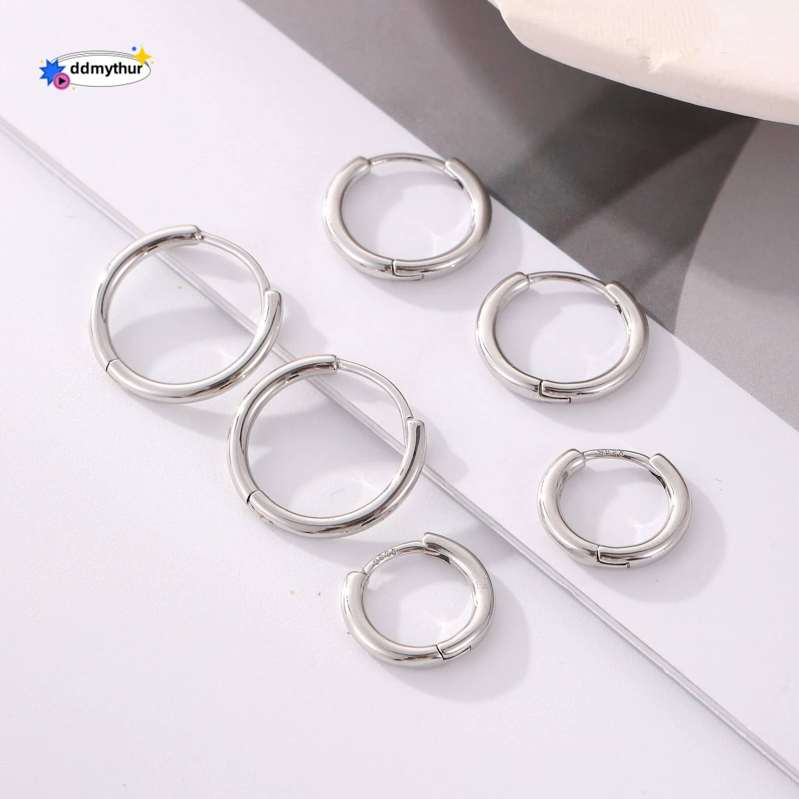 Sterling Sier Needles Glossy Small Hoops Hypoallergenic Fashion Earrings Daily Wear 8/10/12mm Popular Accessories ddmythur