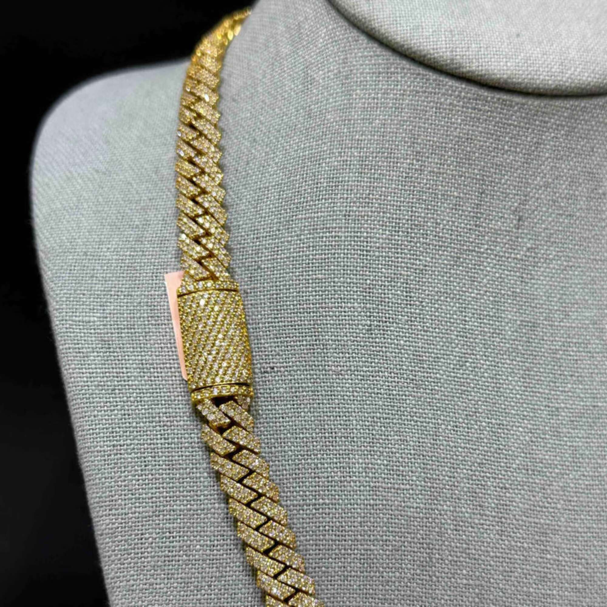 Premium Quality Iced Out Cuban Link Chain 14MM VVS Moissanite Diamond Cuban Link Chain Hip Hop Miami Cuban Chain 10k Gold