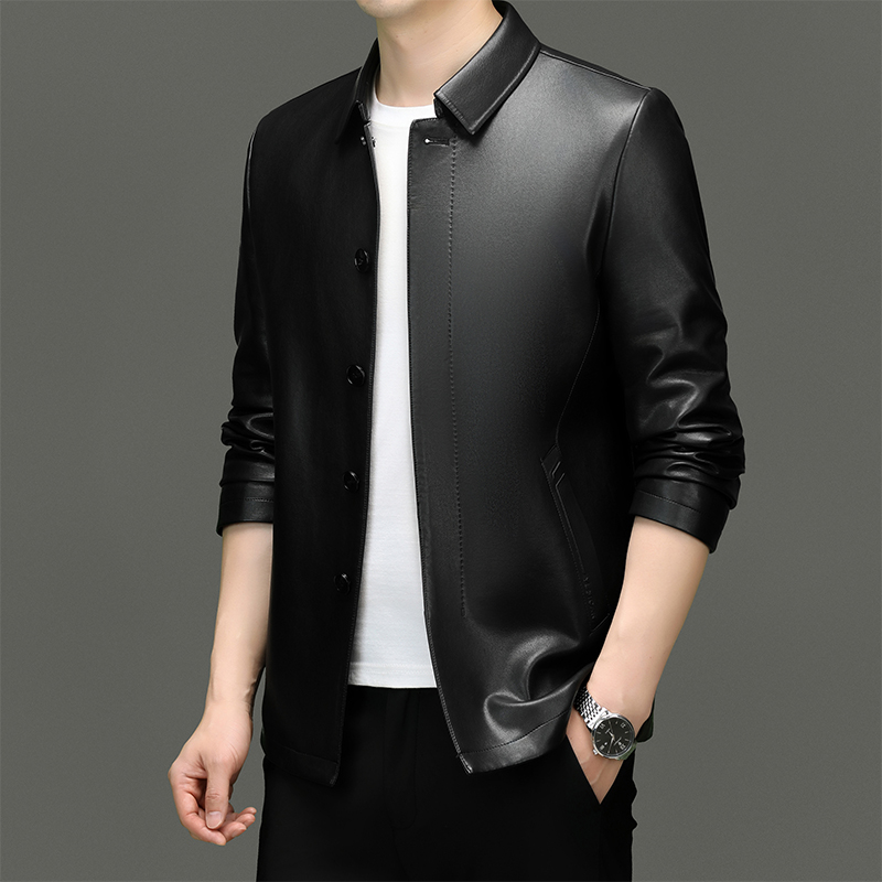 Waterproof Mens Casual Leather Jacket for Everyday Use 8566
