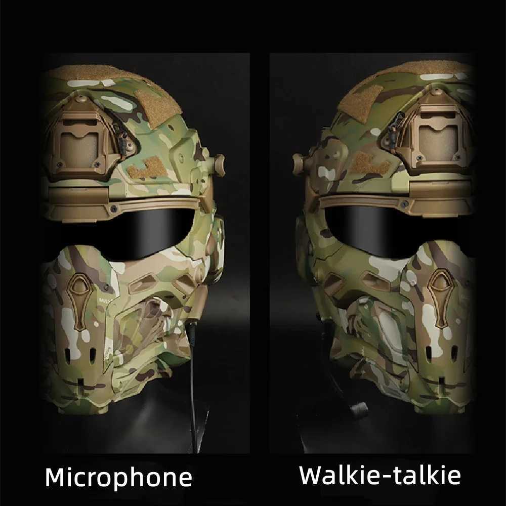 Tactical Assault Helmet with Fans and Headphone Airsoft Hunting Motorcycle Cosplay Protective Gear Full Covered Mask Fast HelmetW250512